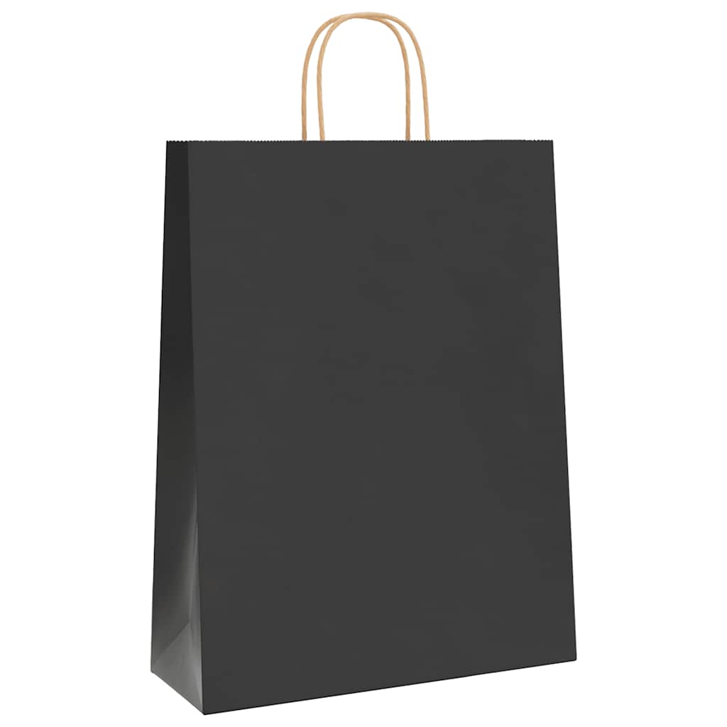 vidaXL Torby papierowe 250 szt. z uchwytami Czarne 32x12x42 cm