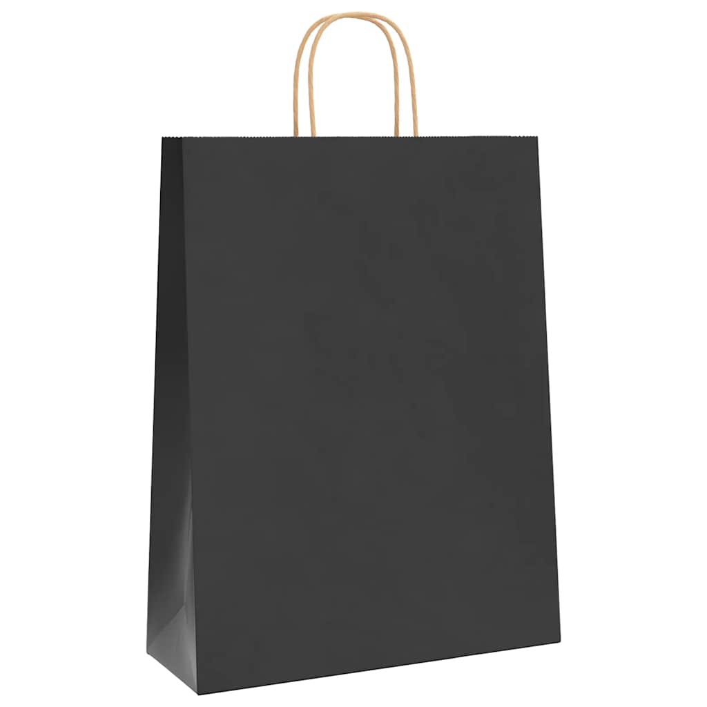vidaXL Torby papierowe 250 szt. z uchwytami Czarne 32x12x42 cm