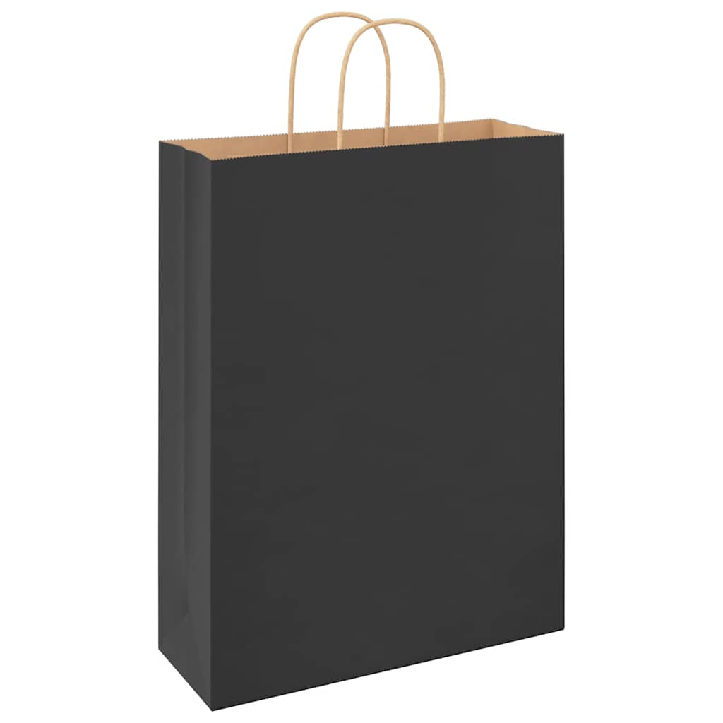 vidaXL Torby papierowe 250 szt. z uchwytami Czarne 32x12x42 cm