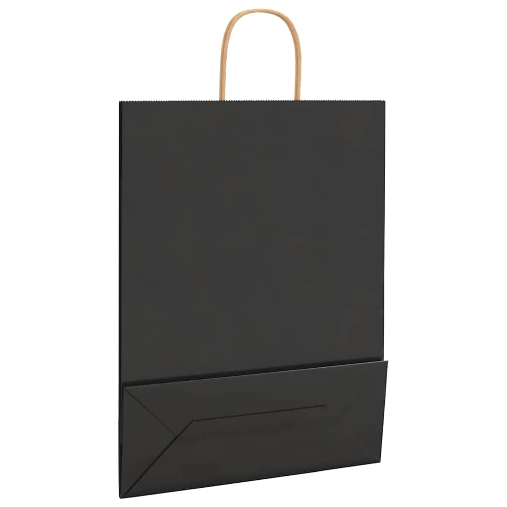 vidaXL Torby papierowe 250 szt. z uchwytami Czarne 32x12x42 cm