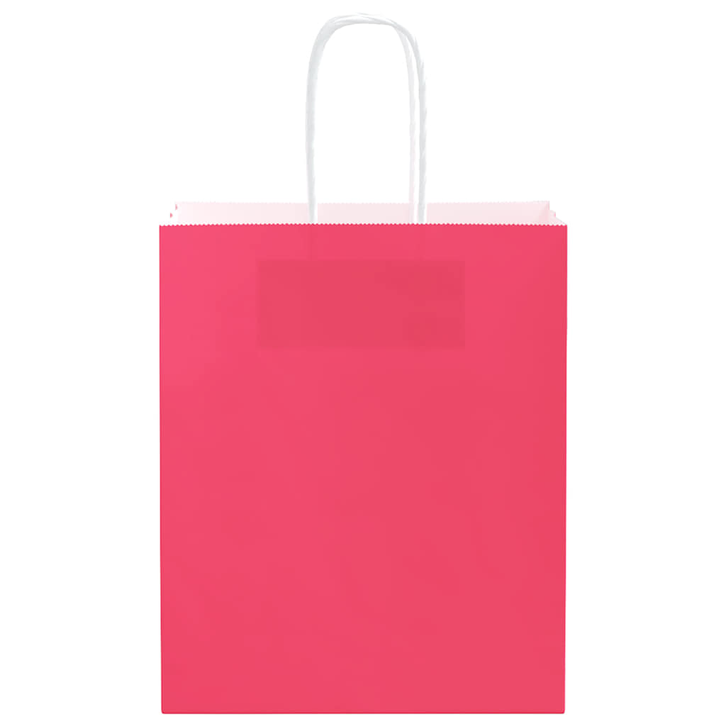 vidaXL Torby papierowe 50 szt. z uchwytami różowe 18x8x22 cm