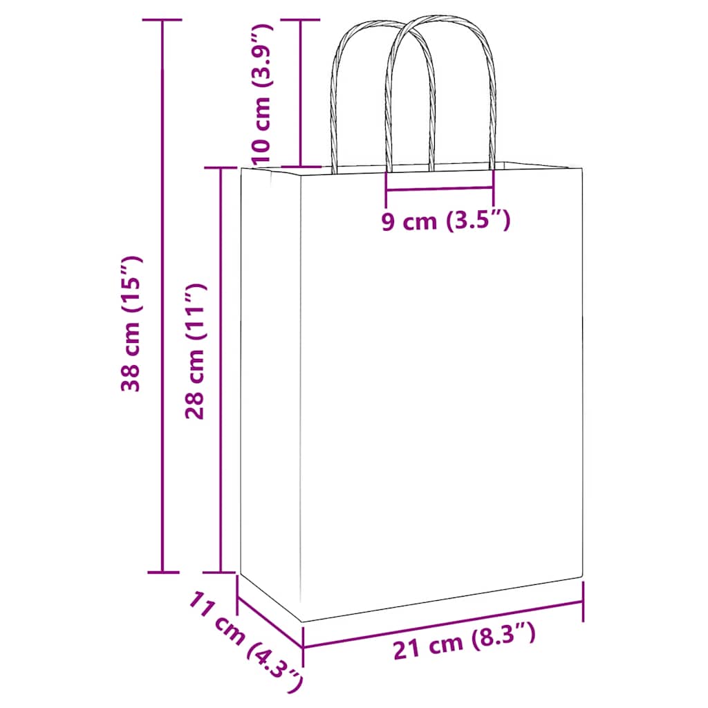 vidaXL Torby papierowe 50 szt. z uchwytami Różowe 21x11x28 cm