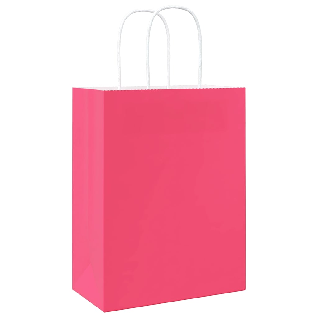 vidaXL Torby papierowe 50 szt. z uchwytami Różowe 21x11x28 cm