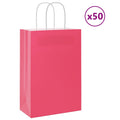 vidaXL Torby papierowe 50 szt. z uchwytami różowe 21x11x31 cm