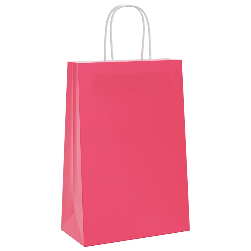 vidaXL Torby papierowe 50 szt. z uchwytami różowe 21x11x31 cm
