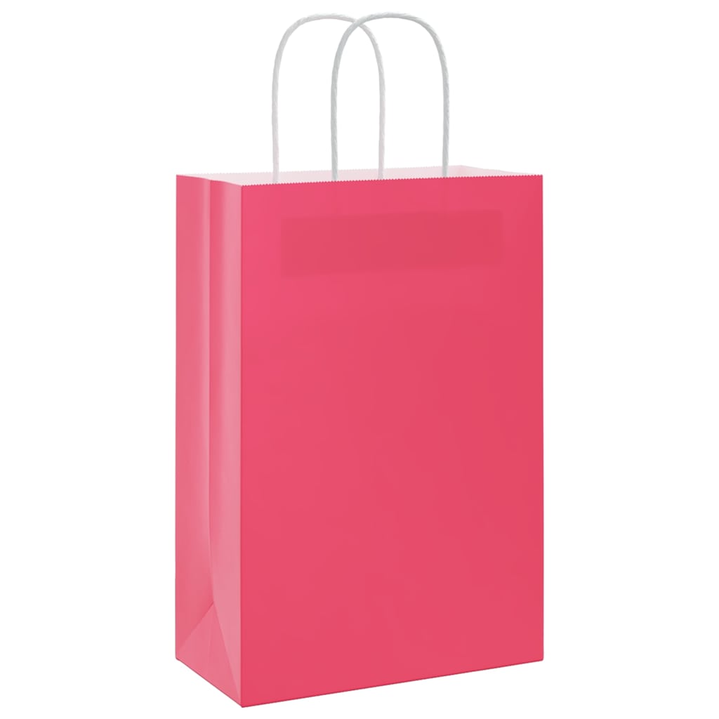 vidaXL Torby papierowe 50 szt. z uchwytami różowe 21x11x31 cm