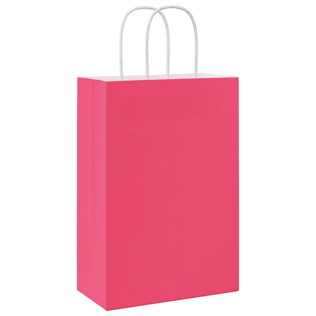 vidaXL Torby papierowe 50 szt. z uchwytami różowe 21x11x31 cm