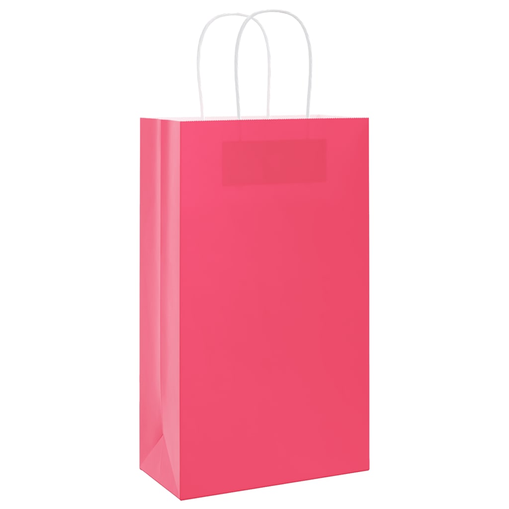 vidaXL Torby papierowe 50 szt. z uchwytami Różowe 21x11x36 cm