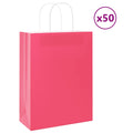 vidaXL Torby papierowe 50 szt. z uchwytami Różowe 26x12x35 cm