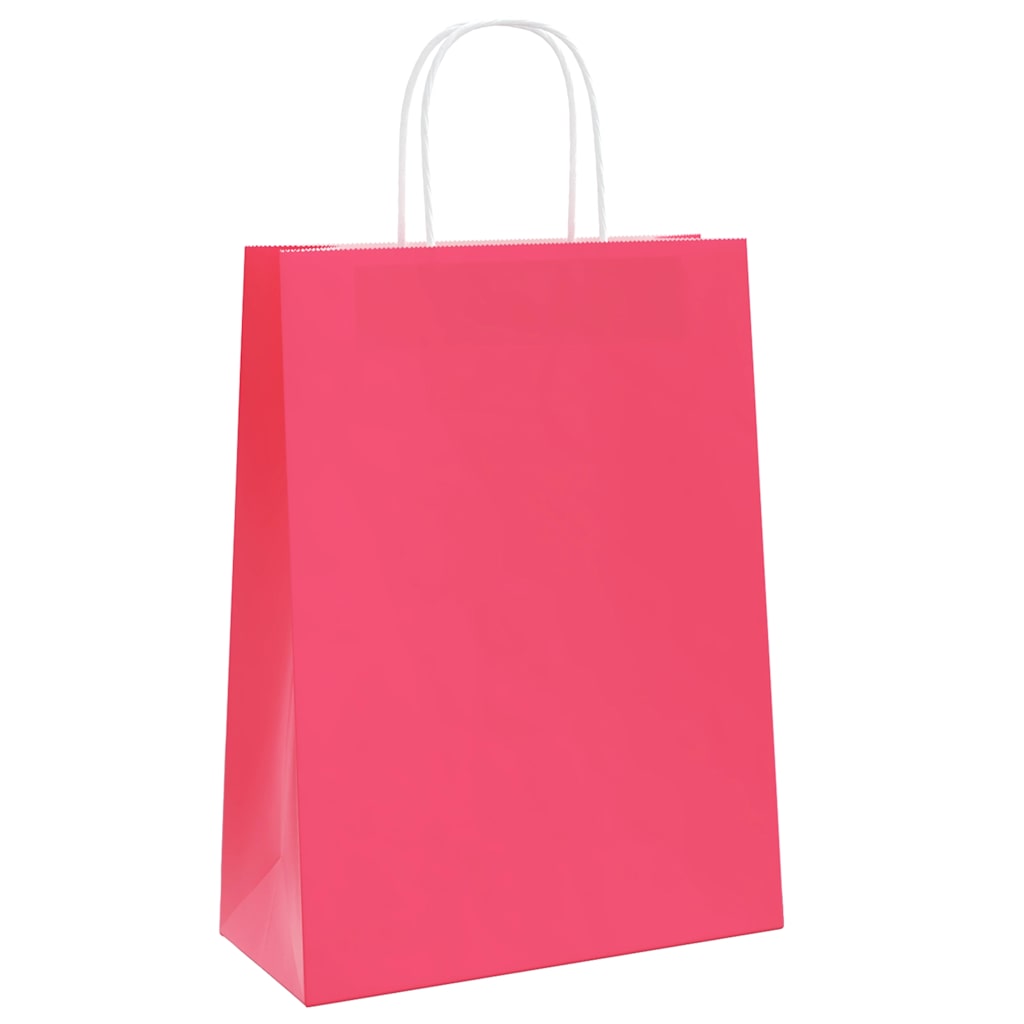 vidaXL Torby papierowe 50 szt. z uchwytami Różowe 26x12x35 cm