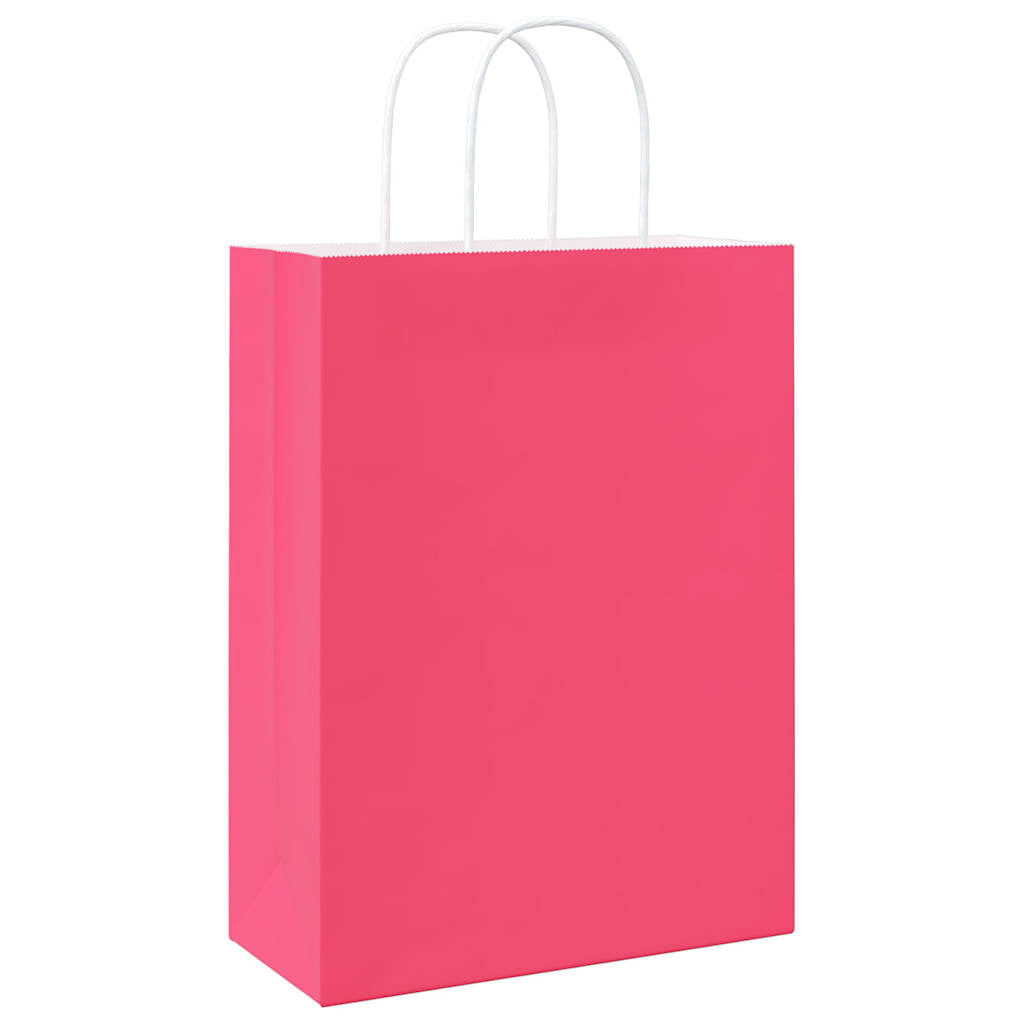 vidaXL Torby papierowe 50 szt. z uchwytami Różowe 26x12x35 cm