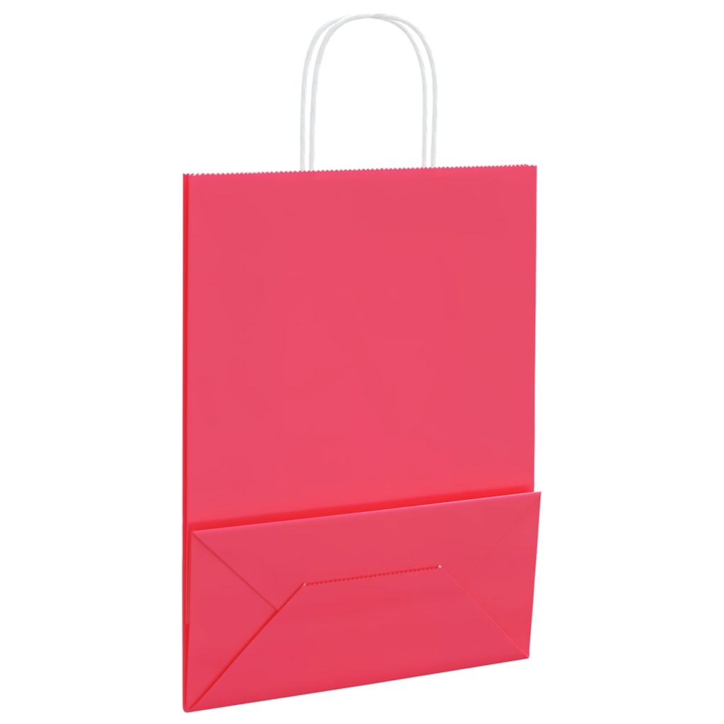vidaXL Torby papierowe 50 szt. z uchwytami Różowe 26x12x35 cm