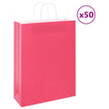 vidaXL Torby papierowe 50 szt. z uchwytami różowe 32x12x42 cm