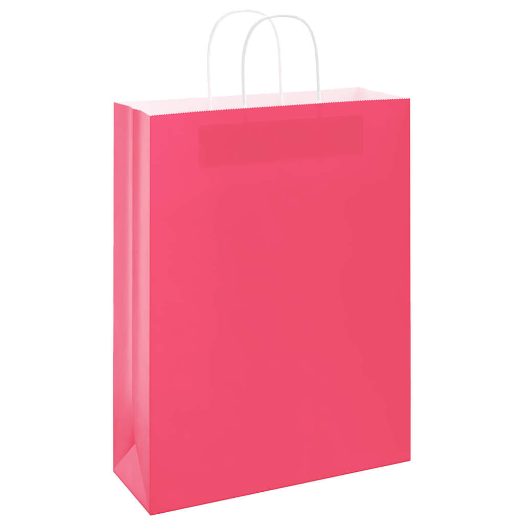 vidaXL Torby papierowe 50 szt. z uchwytami różowe 32x12x42 cm