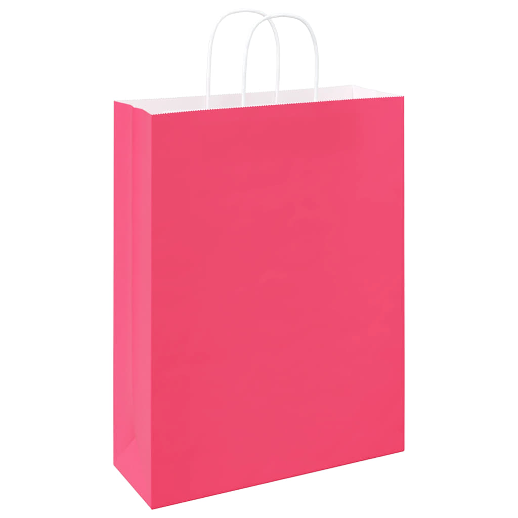 vidaXL Torby papierowe 50 szt. z uchwytami różowe 32x12x42 cm