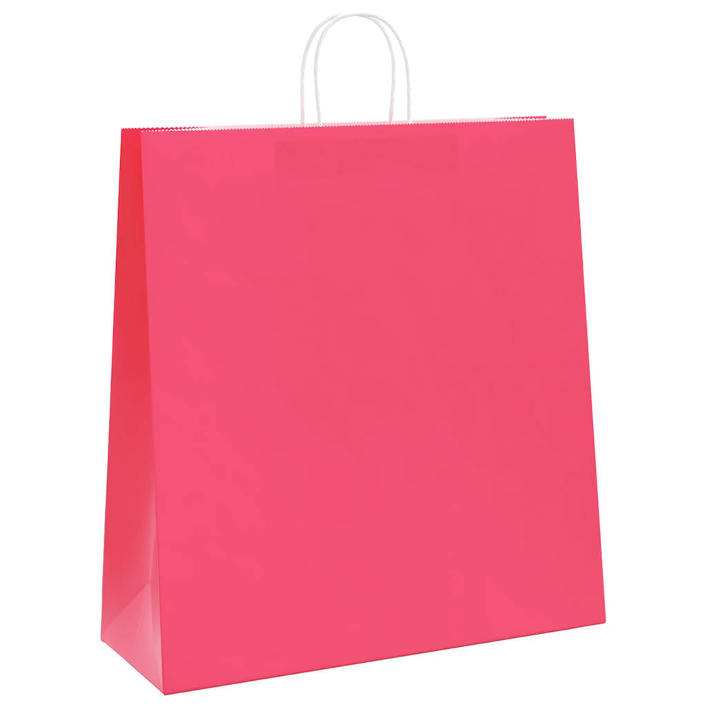 vidaXL Torby papierowe 50 szt. z uchwytami różowe 45x17x48 cm