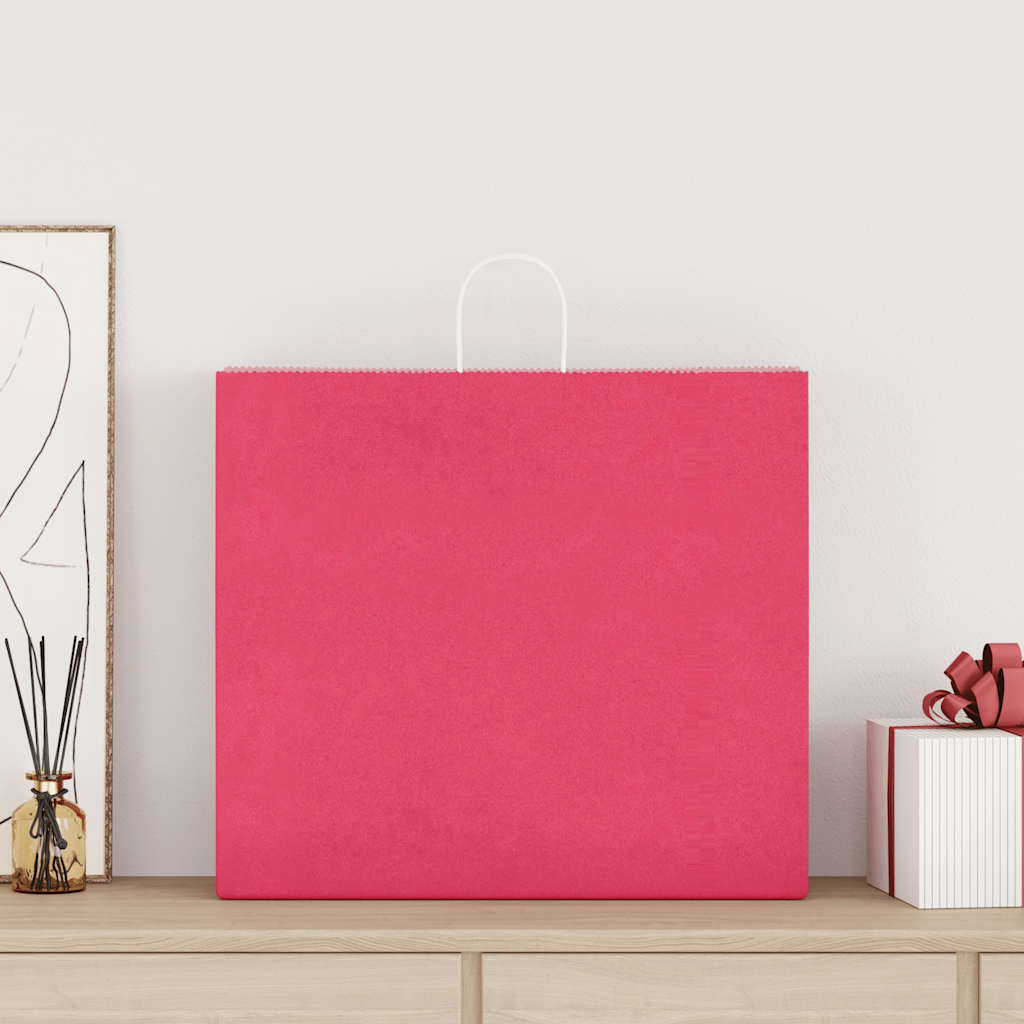 vidaXL Torby papierowe 50 szt. z uchwytami różowe 54x15x49 cm