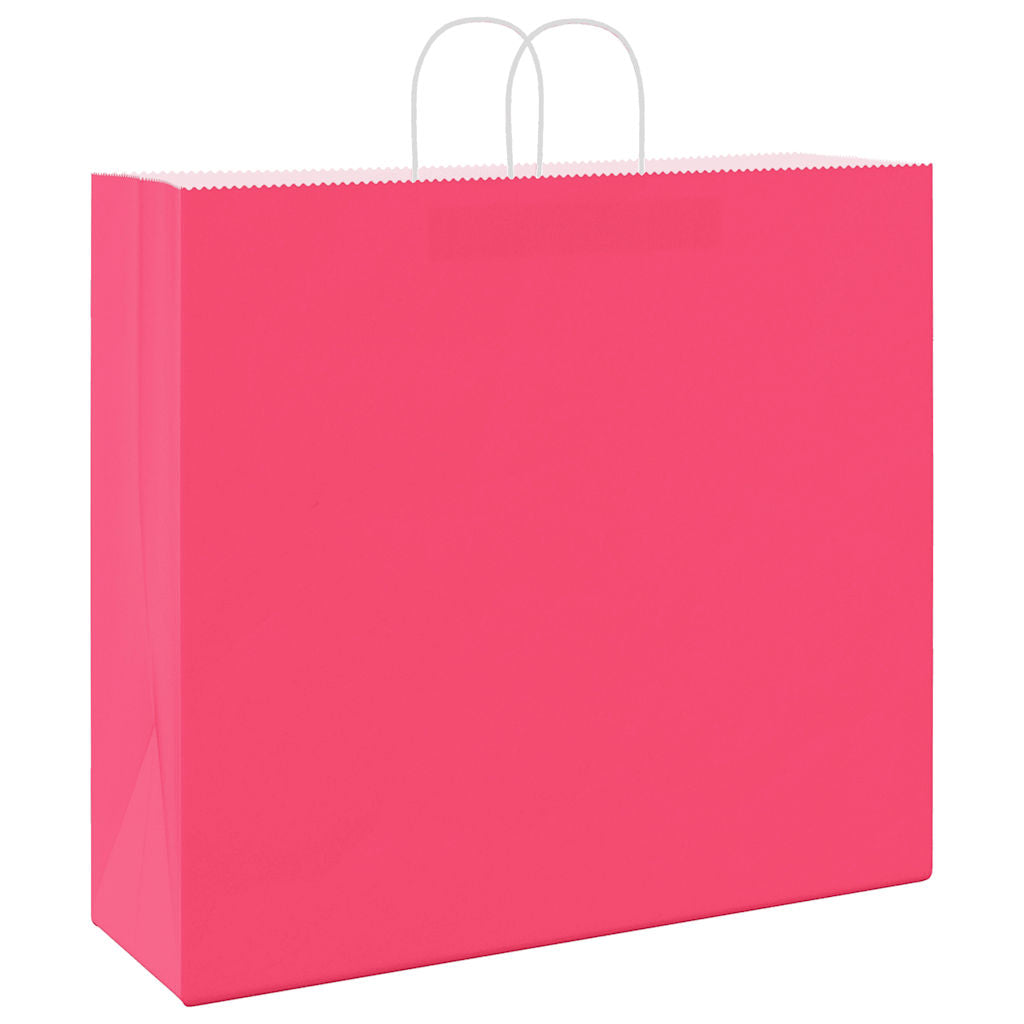 vidaXL Torby papierowe 50 szt. z uchwytami różowe 54x15x49 cm