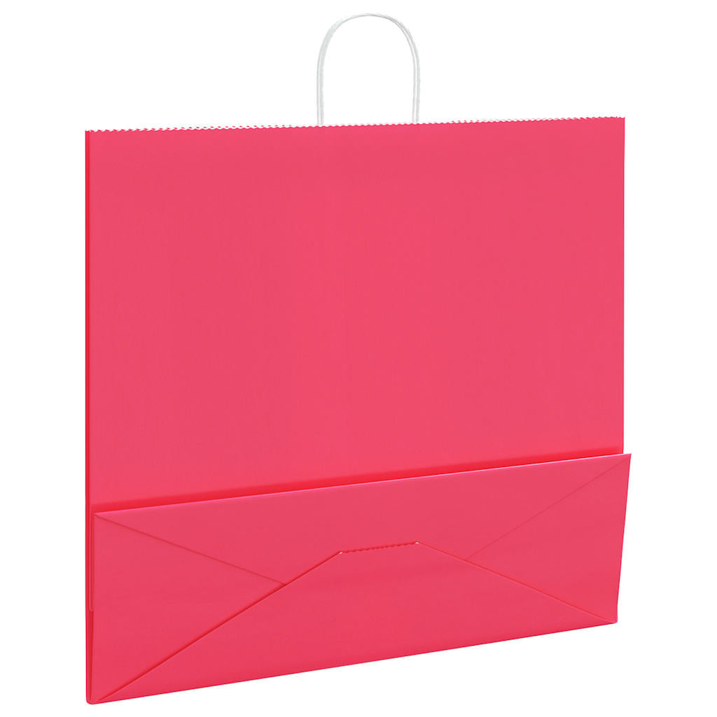 vidaXL Torby papierowe 50 szt. z uchwytami różowe 54x15x49 cm