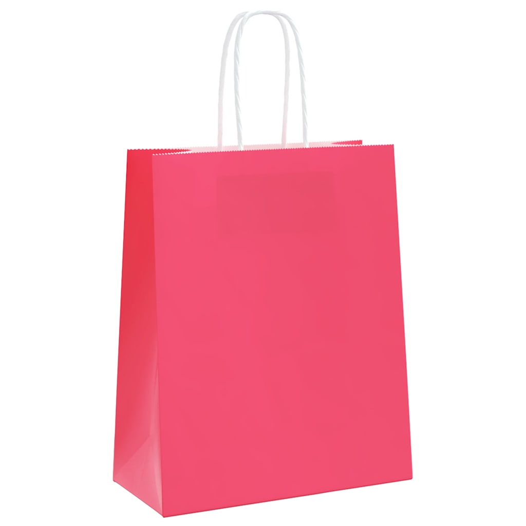 vidaXL Torby papierowe 250 szt. z uchwytami Różowe 18x8x22 cm
