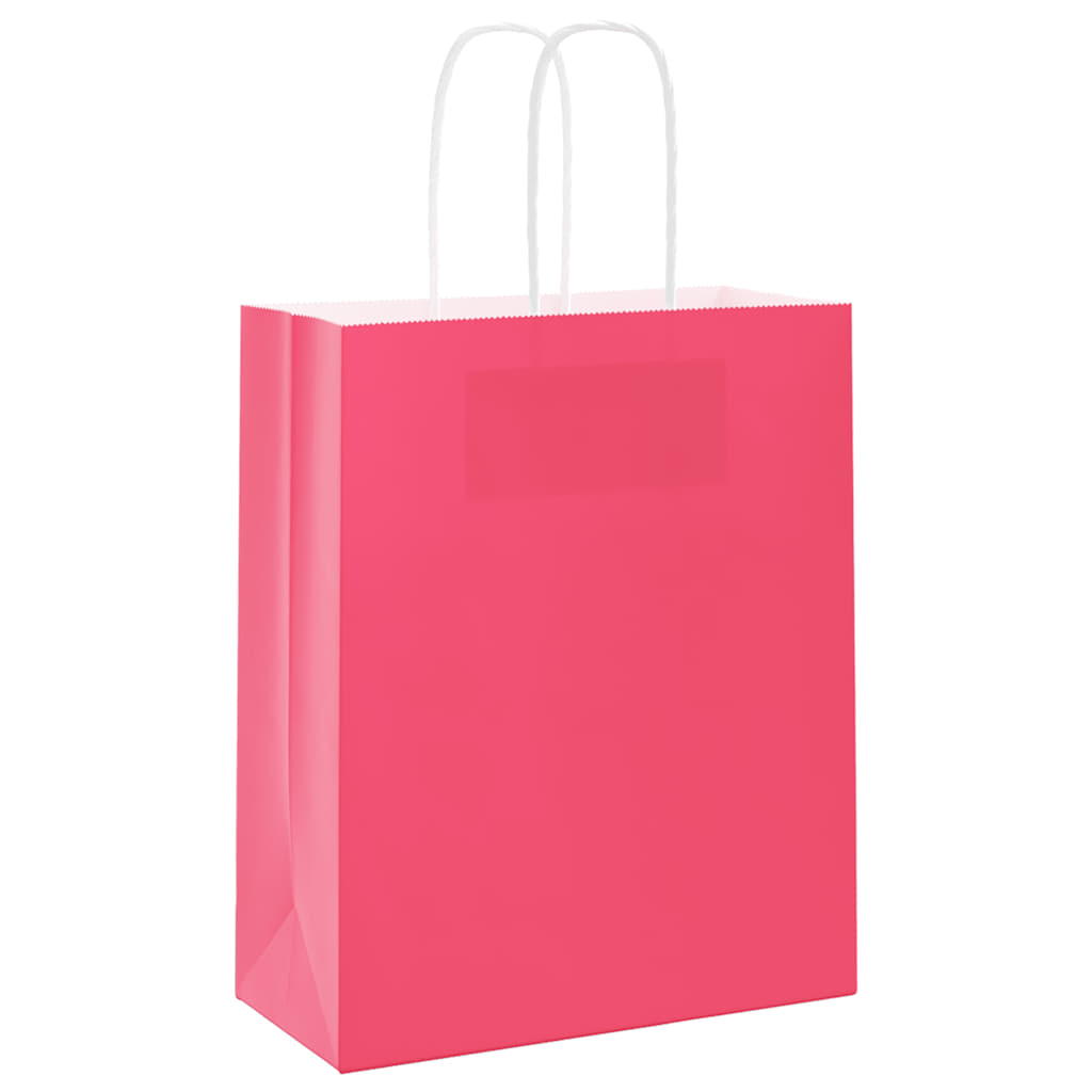 vidaXL Torby papierowe 250 szt. z uchwytami Różowe 18x8x22 cm