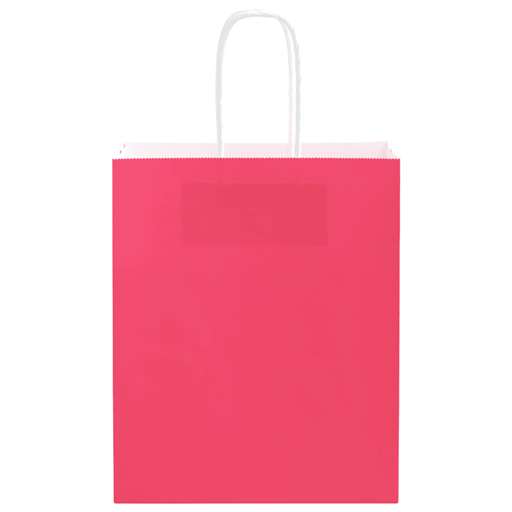 vidaXL Torby papierowe 250 szt. z uchwytami Różowe 18x8x22 cm