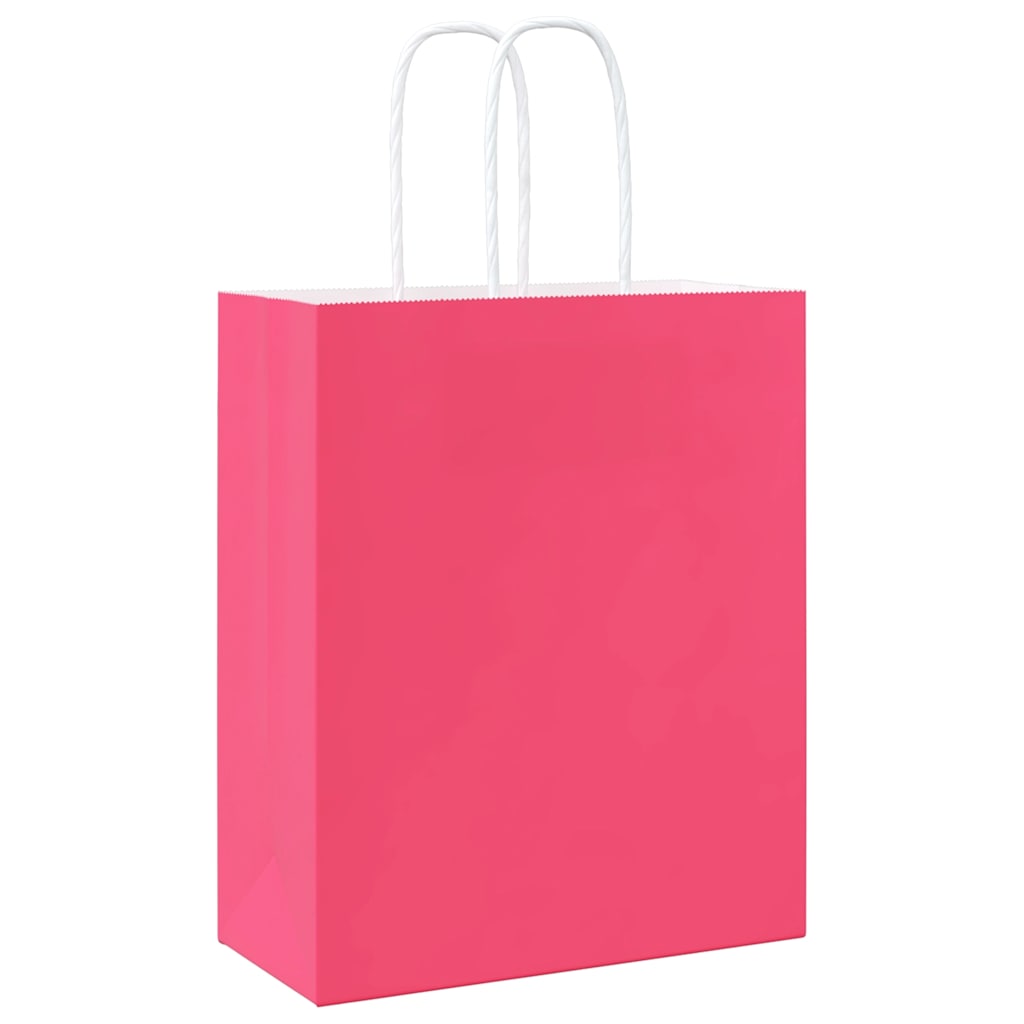 vidaXL Torby papierowe 250 szt. z uchwytami Różowe 18x8x22 cm