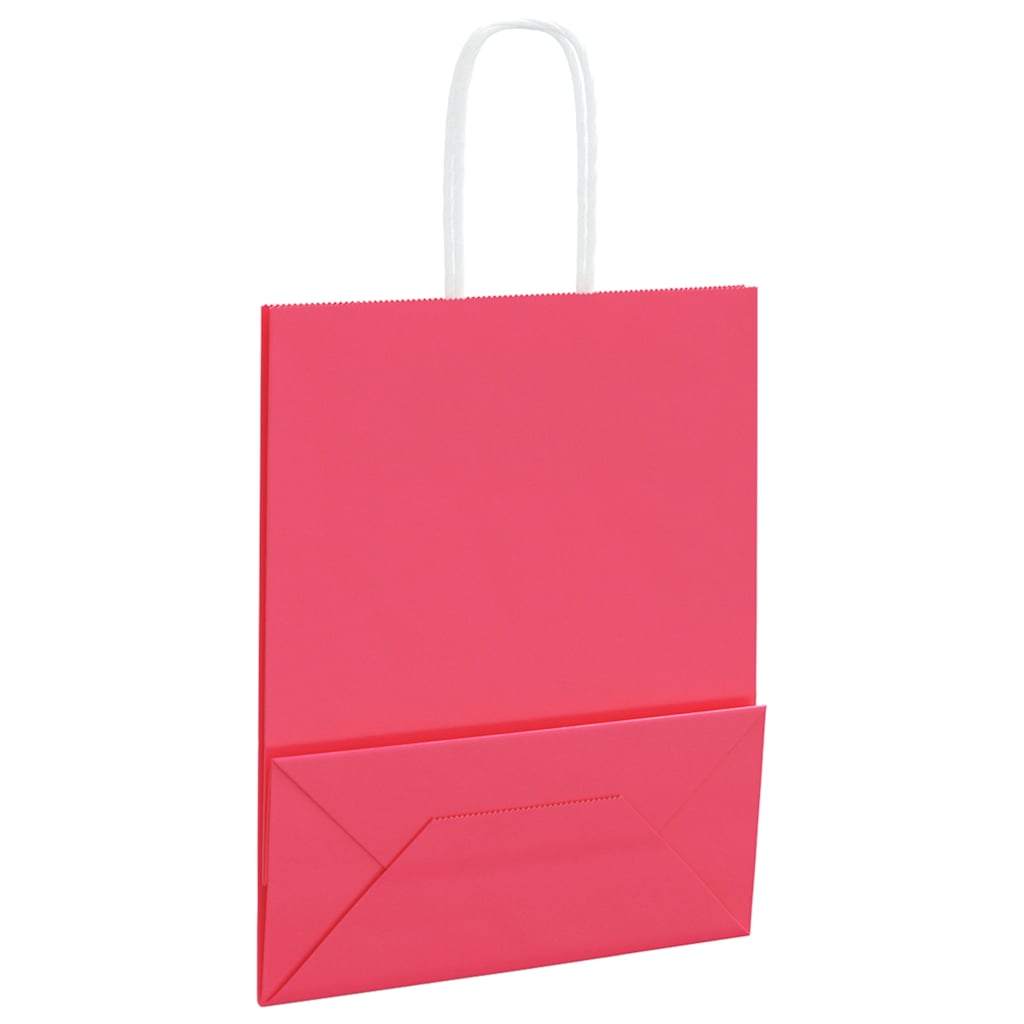 vidaXL Torby papierowe 250 szt. z uchwytami Różowe 18x8x22 cm