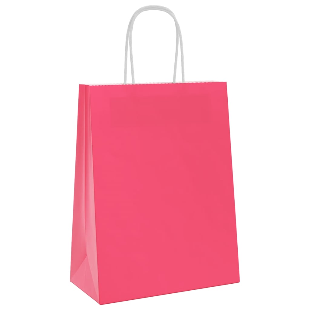 vidaXL Torby papierowe 250 szt. z uchwytami Różowe 21x11x28 cm