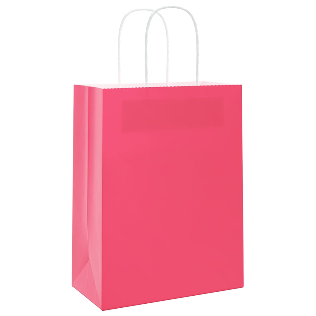vidaXL Torby papierowe 250 szt. z uchwytami Różowe 21x11x28 cm
