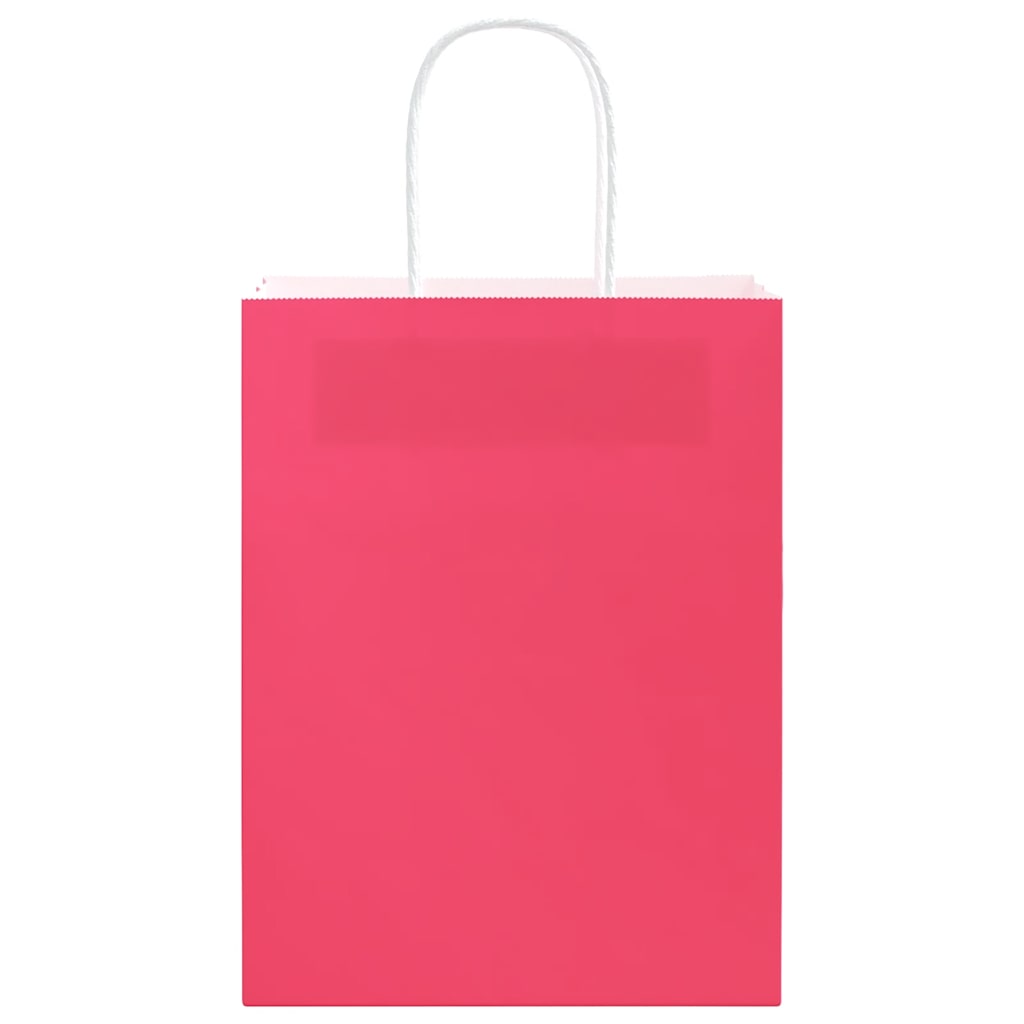 vidaXL Torby papierowe 250 szt. z uchwytami Różowe 21x11x28 cm