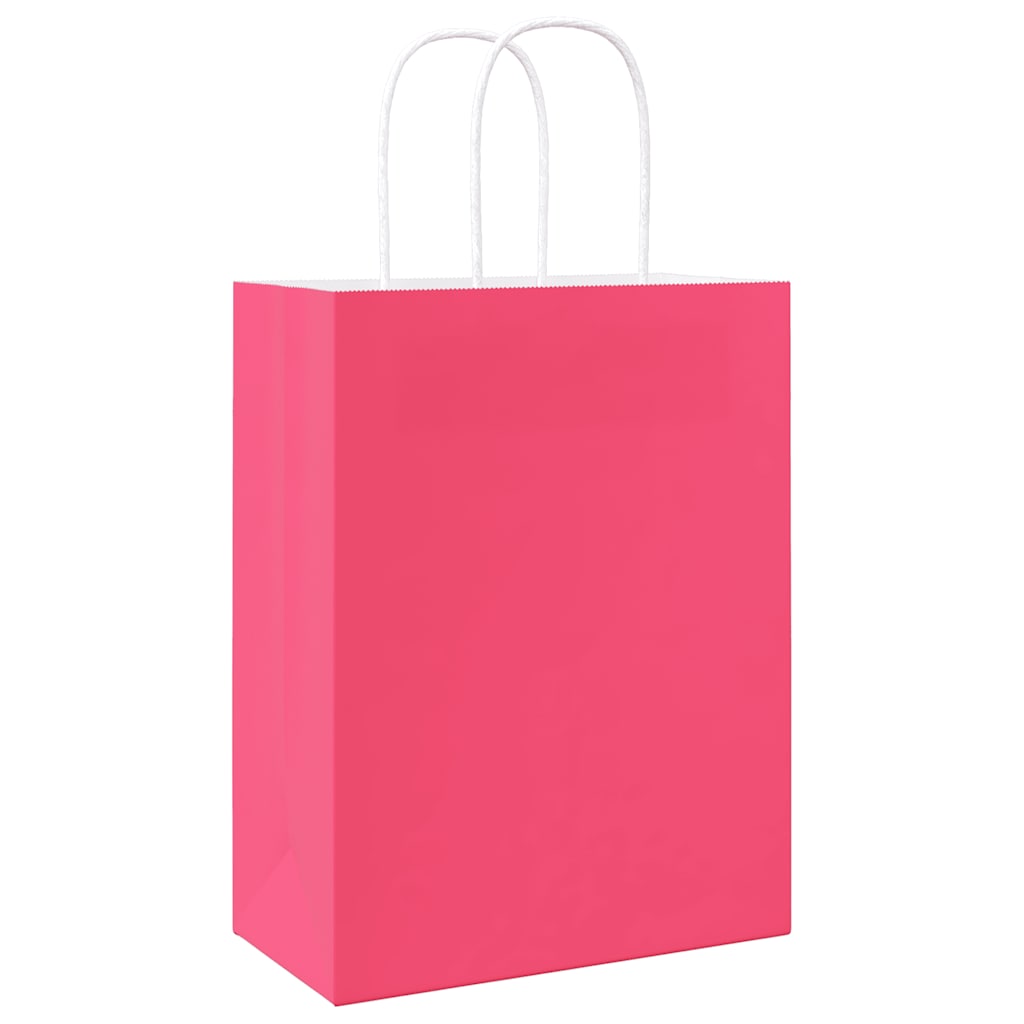 vidaXL Torby papierowe 250 szt. z uchwytami Różowe 21x11x28 cm