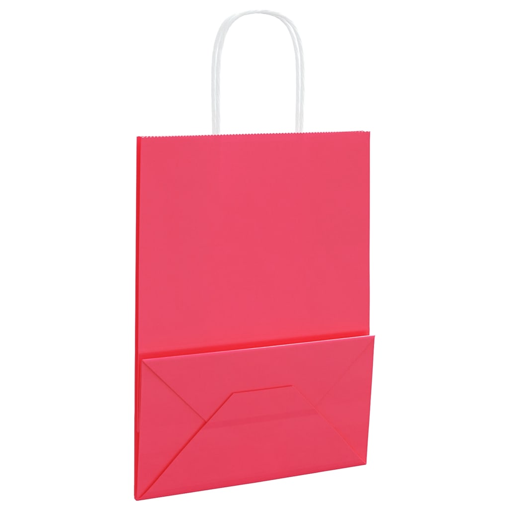 vidaXL Torby papierowe 250 szt. z uchwytami Różowe 21x11x28 cm