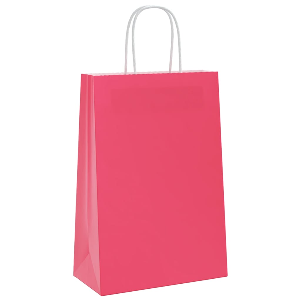 vidaXL Torby papierowe 250 szt. z uchwytami Różowe 21x11x31 cm