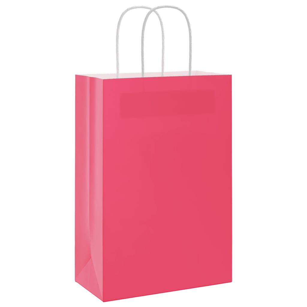 vidaXL Torby papierowe 250 szt. z uchwytami Różowe 21x11x31 cm