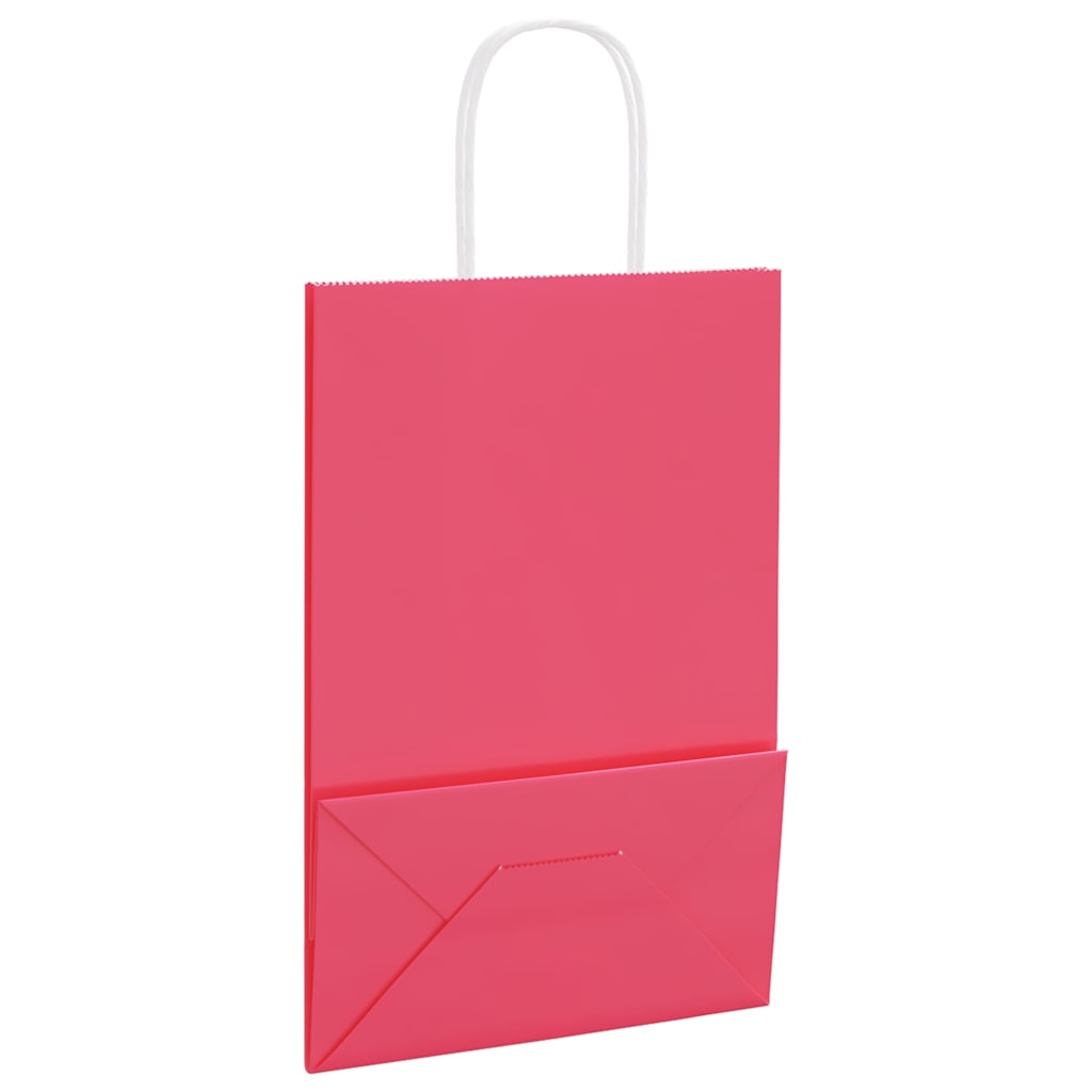 vidaXL Torby papierowe 250 szt. z uchwytami Różowe 21x11x31 cm