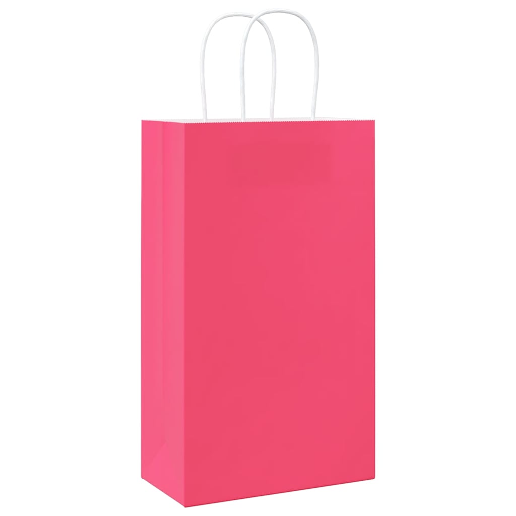 vidaXL Torby papierowe 250 szt. z uchwytami Różowe 21x11x36 cm