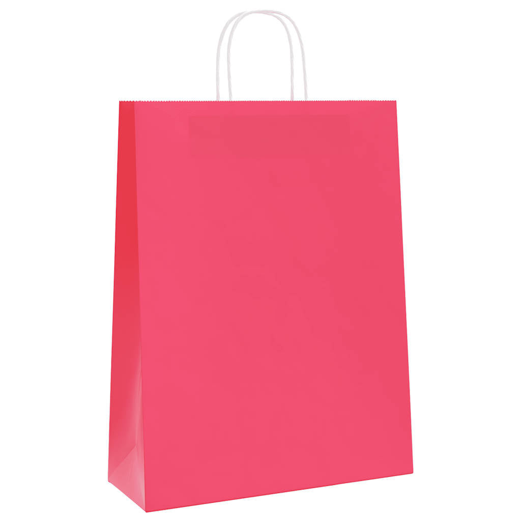 vidaXL Torby papierowe 250 szt. z uchwytami Różowe 32x12x42 cm