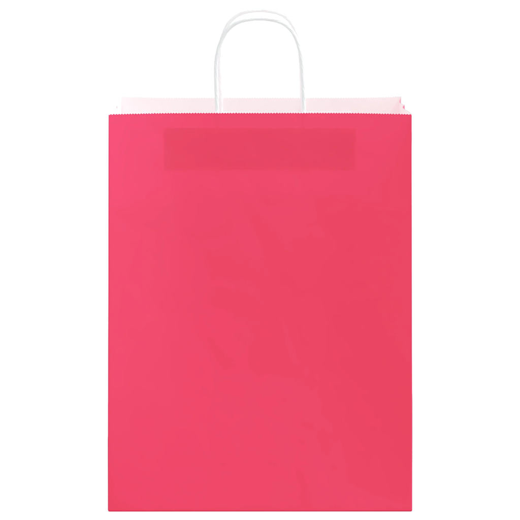 vidaXL Torby papierowe 250 szt. z uchwytami Różowe 32x12x42 cm