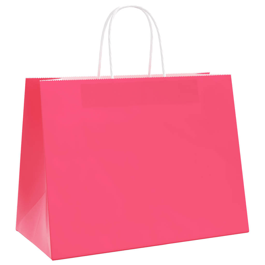 vidaXL Torby papierowe 250 szt. z uchwytami Różowe 32x17x25 cm