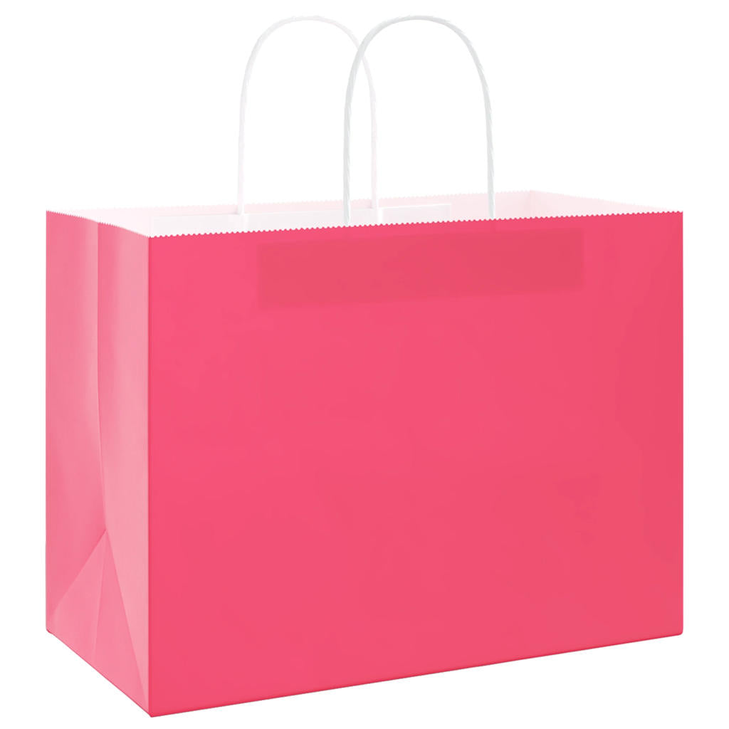 vidaXL Torby papierowe 250 szt. z uchwytami Różowe 32x17x25 cm