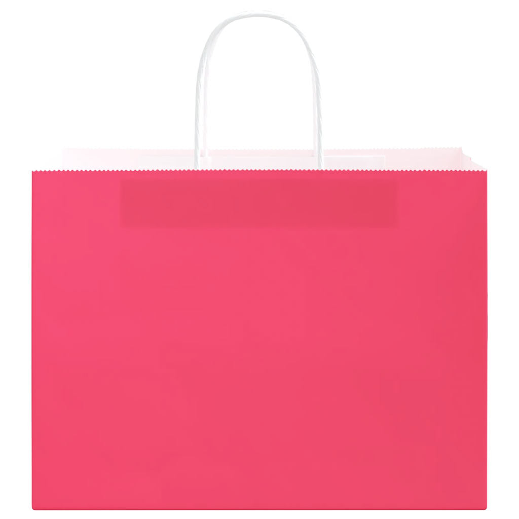 vidaXL Torby papierowe 250 szt. z uchwytami Różowe 32x17x25 cm