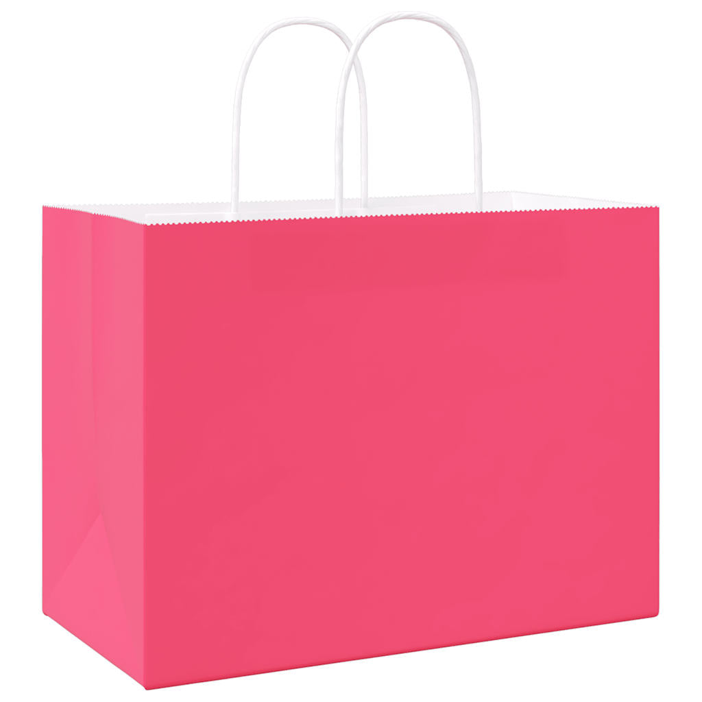 vidaXL Torby papierowe 250 szt. z uchwytami Różowe 32x17x25 cm