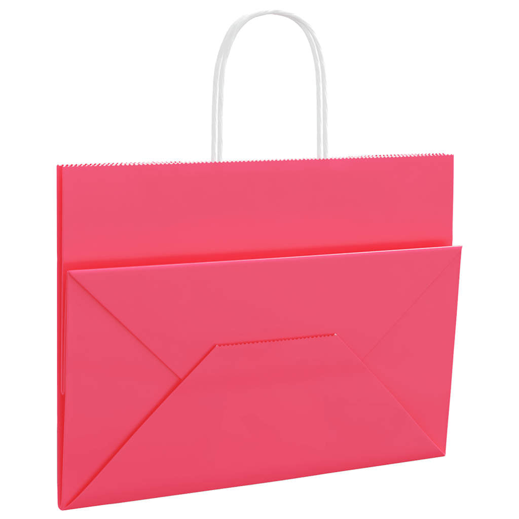 vidaXL Torby papierowe 250 szt. z uchwytami Różowe 32x17x25 cm