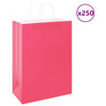 vidaXL Torby papierowe 250 szt. z uchwytami Różowe 32x17x44 cm