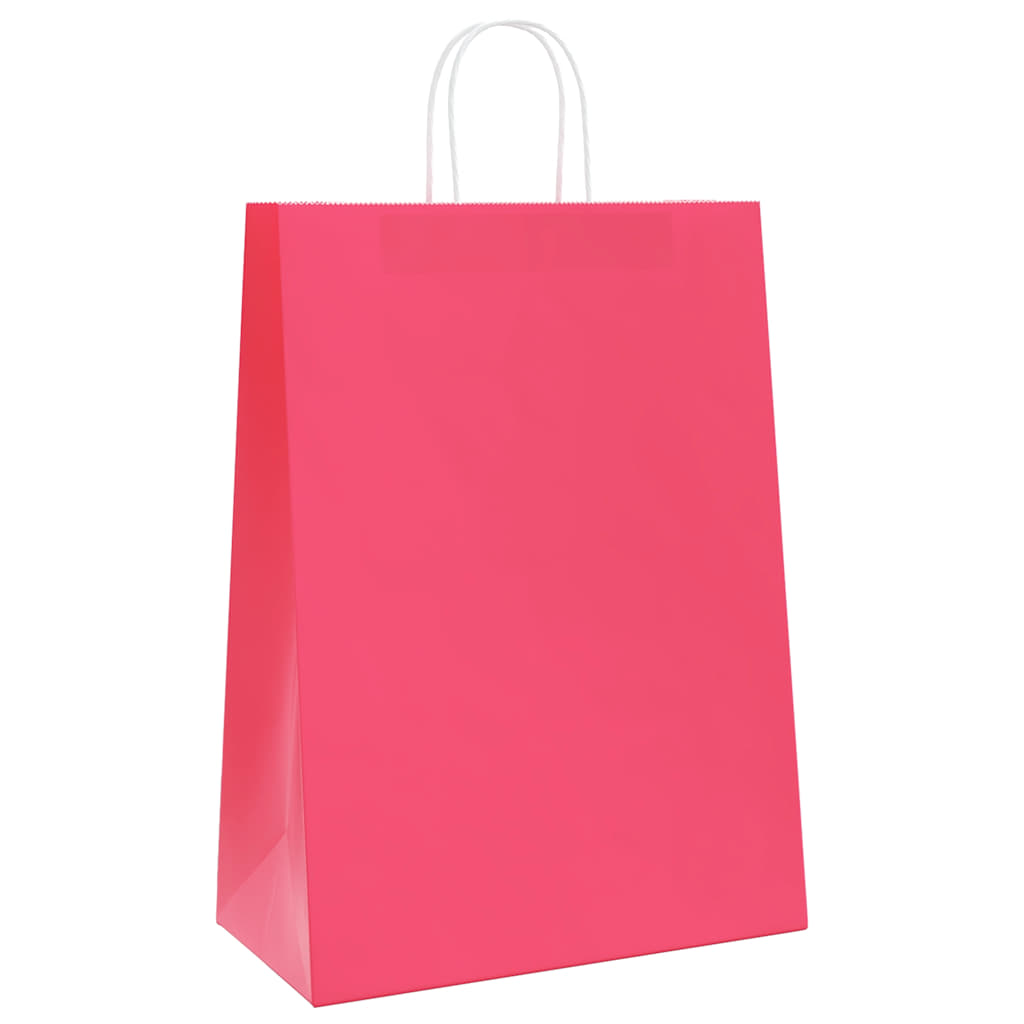 vidaXL Torby papierowe 250 szt. z uchwytami Różowe 32x17x44 cm