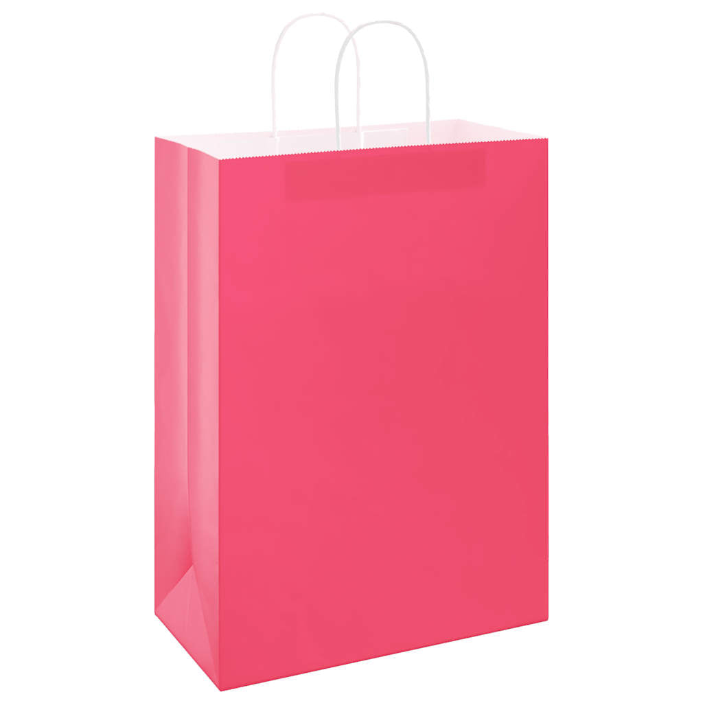 vidaXL Torby papierowe 250 szt. z uchwytami Różowe 32x17x44 cm