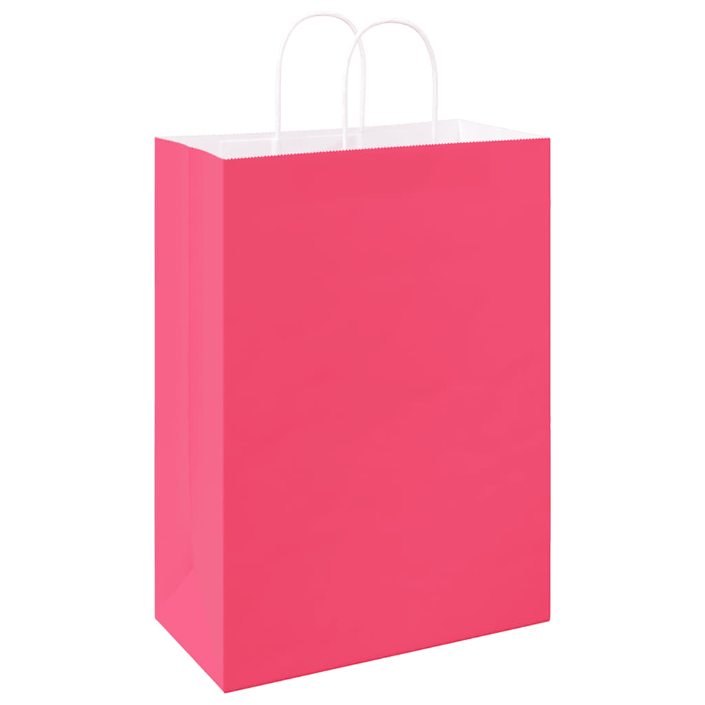 vidaXL Torby papierowe 250 szt. z uchwytami Różowe 32x17x44 cm