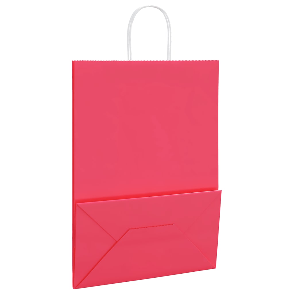 vidaXL Torby papierowe 250 szt. z uchwytami Różowe 32x17x44 cm