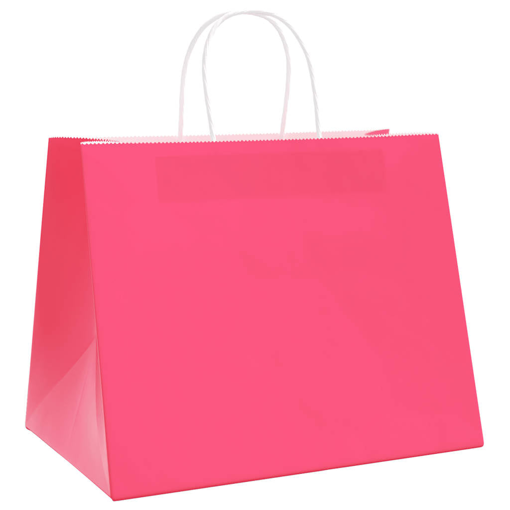 vidaXL Torby papierowe 250 szt. z uchwytami Różowe 32x22x24 cm